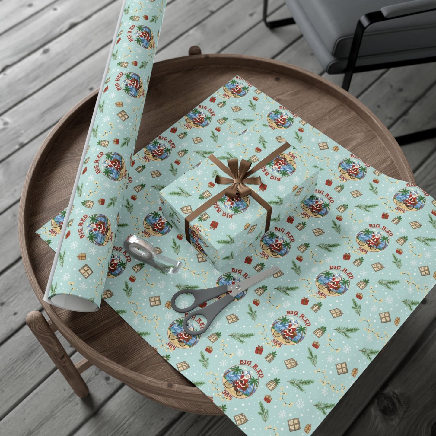 Big Red 365 Bicycle Santa Gift Wrap Paper | Christmas Wrapping Paper