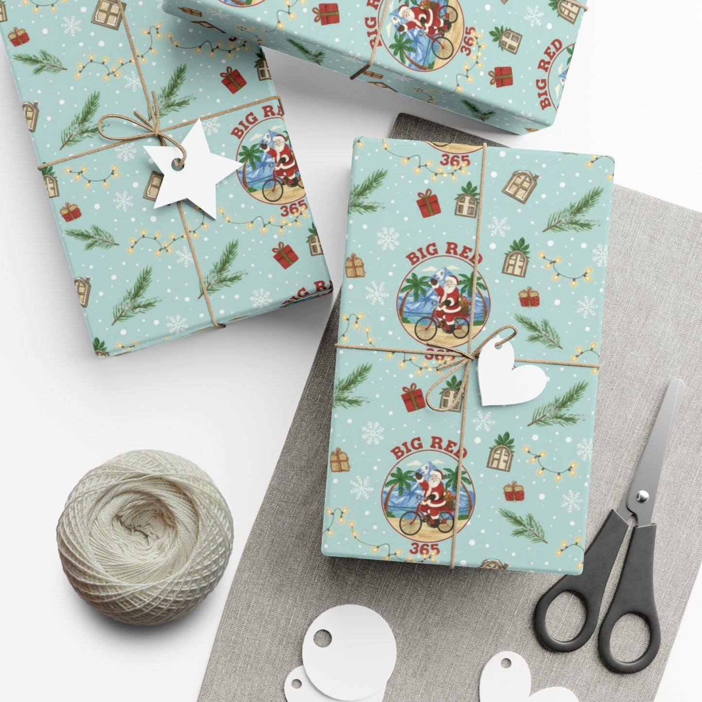 Big Red 365 Bicycle Santa Gift Wrap Paper | Christmas Wrapping Paper