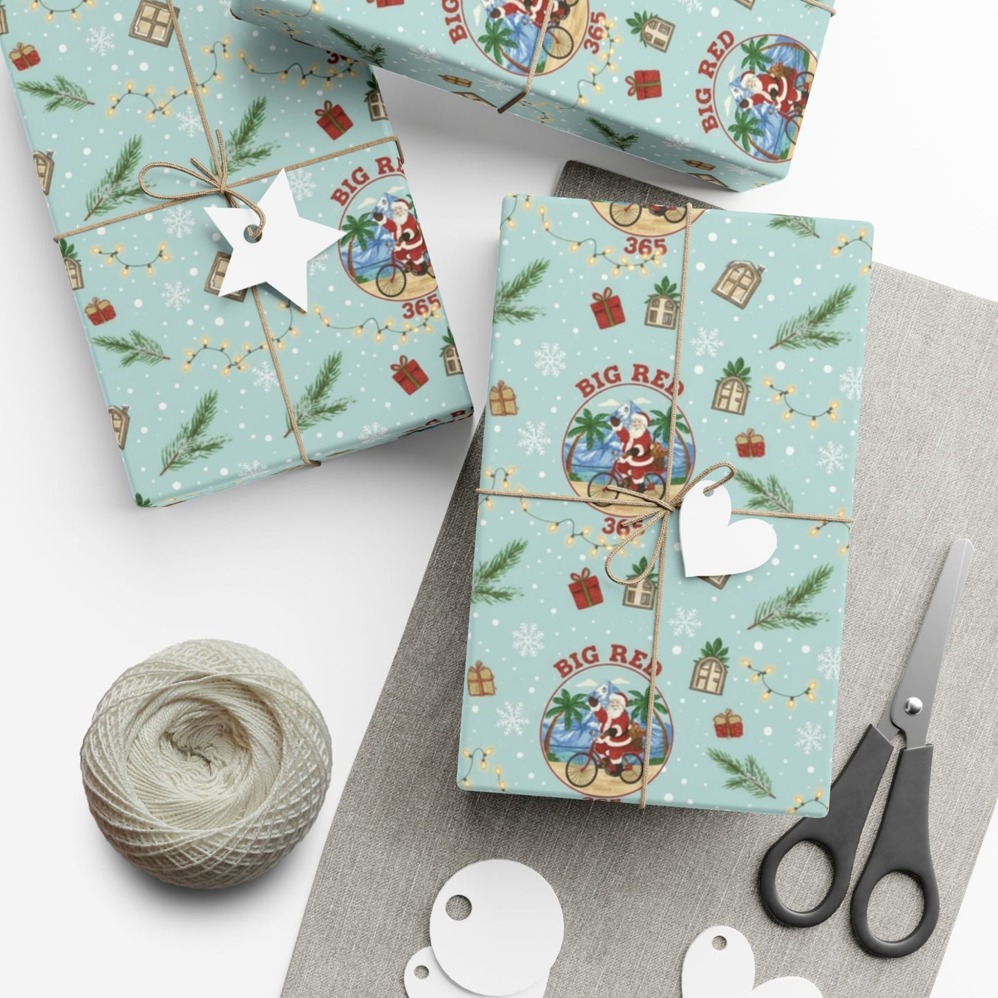 Big Red 365 Bicycle Santa Gift Wrap Paper | Christmas Wrapping Paper