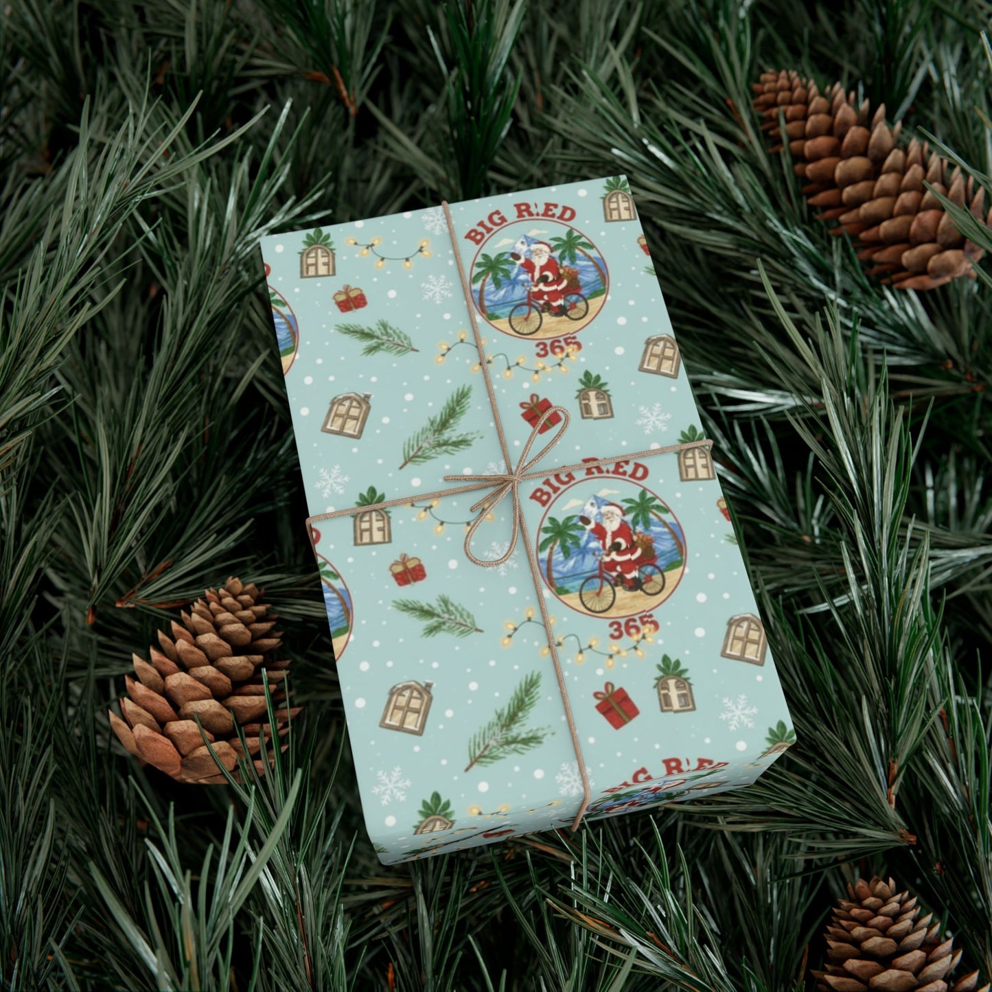 Big Red 365 Bicycle Santa Gift Wrap Paper | Christmas Wrapping Paper